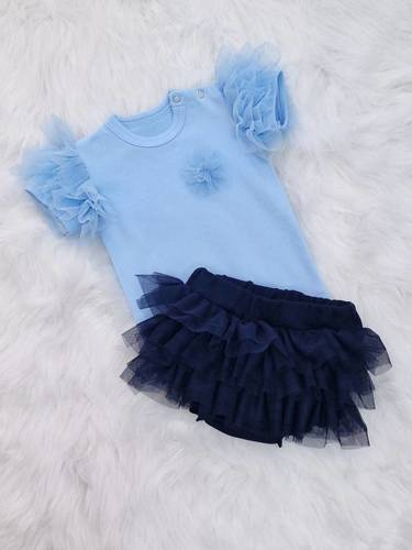 Дитяче боді з коротким рукавом Inez Bambarillo, блакитний