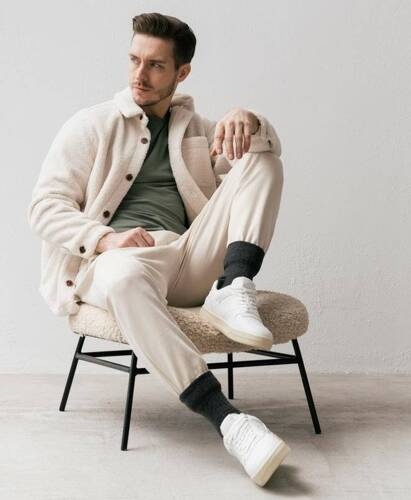 Чоловічі шерстяні шкарпетки в рубчик Art.093 Steven - 001 графітний