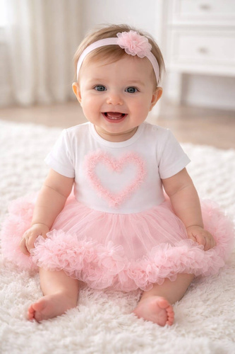 Боді-сукня Mia Bambarillo для дівчинки з фатином елегантна apricot