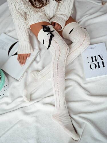 Заколінки жіночі із стрічкою 835 Milena-білий