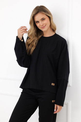 Жіноча кофта Italian Fashion Manta oversize з довгим рукавом та ґудзиками basic – чорна