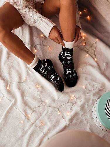 Жіночі махрові шкарпетки 0118 Milena 07 чорний/екрю