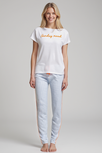 Жіноча піжама Dana Sorbetto – бавовняна, з коротким рукавом і штанами в клітинку