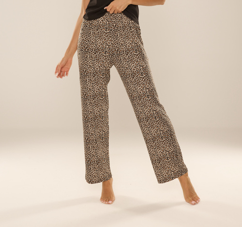 Жіночі піжамні штани Kendall 852 De Lafense – довгі, віскоза, леопардовий принт, польське виробництво