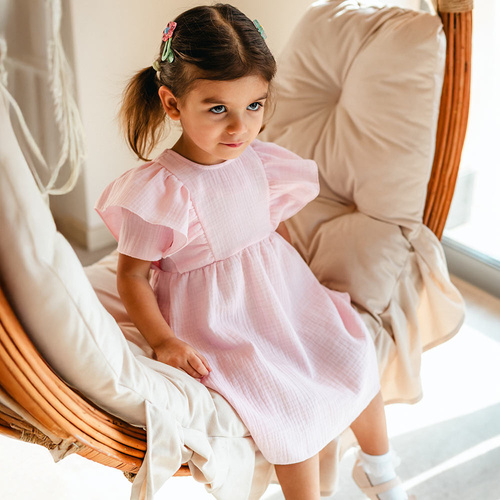 Дитяча сукня з мусліну рожева Cherry Eevi – легка, елегантна, 100% бавовна