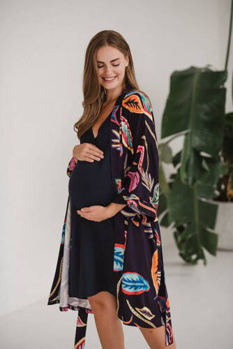 Бамбуковий жіночий халат Tropical Milk&Love navy