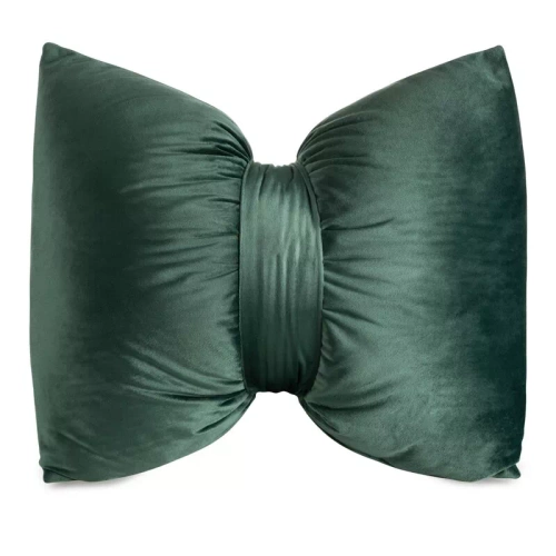 Eurofirany Святкова подушка 45x55 – оксамитова з бантом-темно-зелений