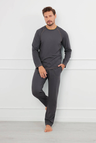 Чоловіча піжама Salomon довгий рукав Italian Fashion  -меланж/ темно-синій