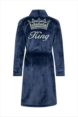 King + Korona Халат чоловічий флісовий ByShelly - синій/срібний