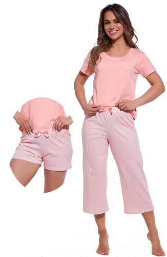 Піжама-трійка жіноча 466/322 Cleo Cornette, - рожевий