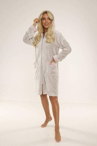 726 Serena Жіночий халат з капюшоном De Lafense,- сірий