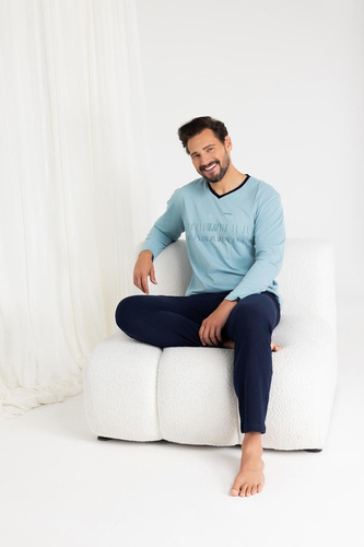 Бавовняна чоловіча піжама 495 Regina, морська хвиля -, з довгим рукавом, класичний фасон