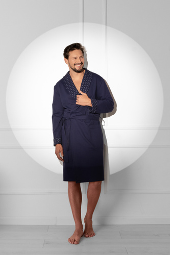 Чоловічий халат з капюшоном Gerard Italian Fashion,- темно-синій