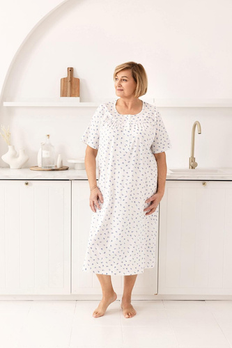 Нічна сорочка 019 Regina – довга, бавовняна, з декольте на ґудзиках | Комфорт і елегантність