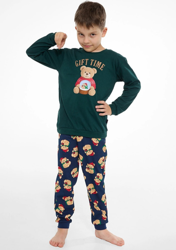 Cornette Gift Time Christmas 593/184 966/184 Зелена хлопчача піжама 100% бавовна