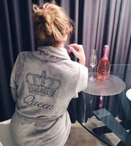 Queen + Korona Халат жіночий флісовий ByShelly -світло-сірий/сріблястий