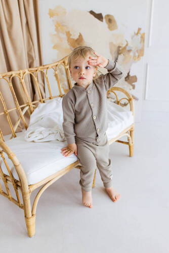 Дитячий жакет на гудзиках 11249S "Natural Waffel" Makoma, -  stone