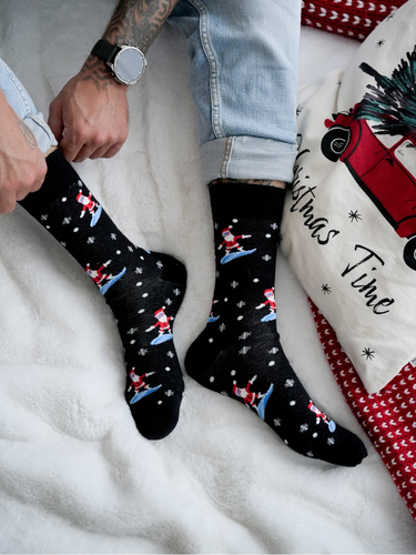 Чоловічі святкові шкарпетки Milena 1290-032 – Санта на сноуборді