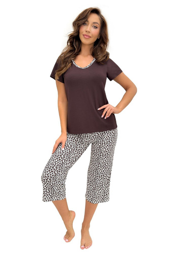 Donna Zoya піжама 3/4 – віскоза та бавовна, V-подібний виріз