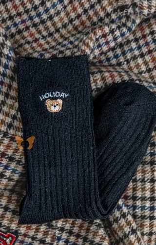 Жіночі теплі шкарпетки Magnetis YN5035 у рубчик з аплікацією звірятка