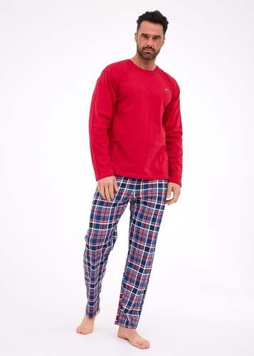 124/312 Ready 3 Чоловіча піжама Cornette, бордовий– бавовняна, довгий рукав