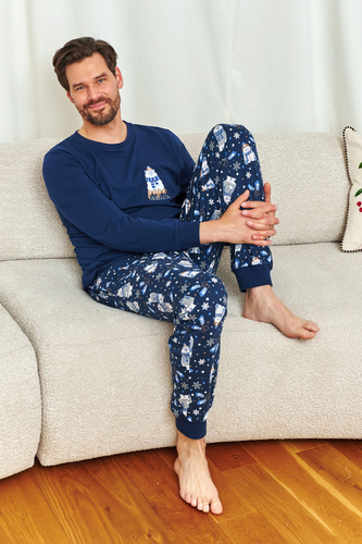 Чоловіча піжама Doctor Nap 7338 Cozy Bear – 100% бавовна, довгий рукав і штани