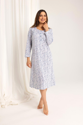 Бавовняна нічна сорочка 017  —блакитний
