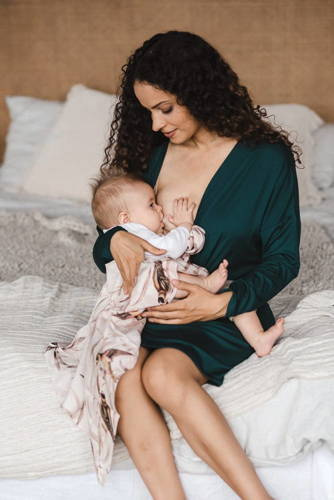 Бамбукова нічна сорочка для вагітних і годуючих жінок Moon Milk&Love, - зелений