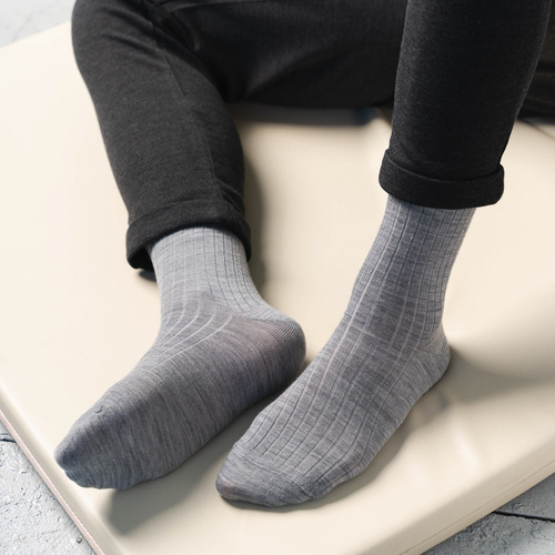 Шкарпетки чоловічі з вовни мериноса Art.130 Merino Рубчик Steven, - 001 світло-сірий