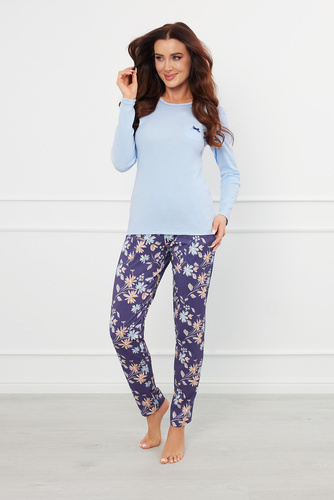 Піжама жіноча Pulia Italian довгий рукав Fashion, - синій/принт