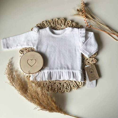 Бавовняна кофта з довгим рукавом EkoBaby BLAG015 Mamatti – білий