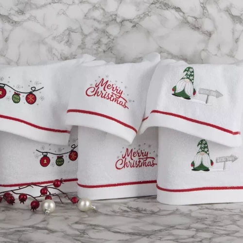 Рушник святковий Gerda 3 Merry Christmas Eurofirany, - білий