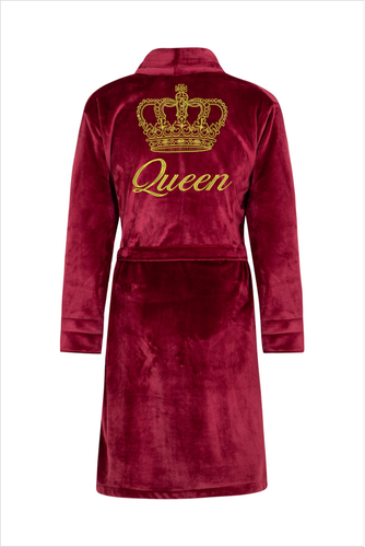 Queen + Korona Халат жіночий флісовий ByShelly -бордовийзолотистий