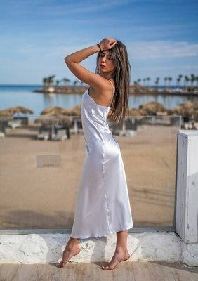 Нічна сорочка комбінація Iga Halka сатинова DKaren - сріблястий