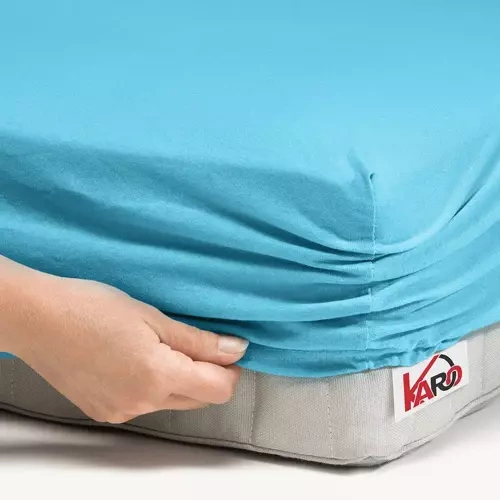 Трикотажне простирадло з резинкою Jersey KARO, - бірюза