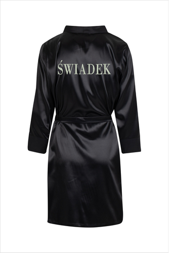 Халат сатиновий чоловічий "Свідок"  ByShelly, - чорний/срібний