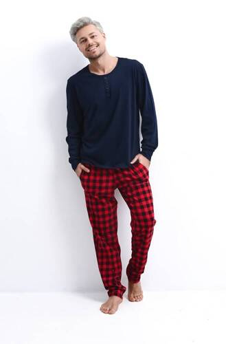 Піжама чоловіча Louie Sensis – темно-синя бавовняна піжама, польський виробник