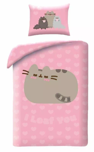 Постільна білизна Halantex Pusheen 140x200 рожевого кольору з наволочкою 70x90