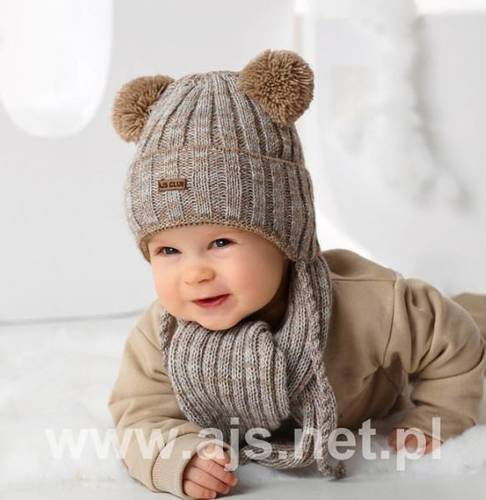 Дитяча шапка+шарфик для хлопчика 46-411 AJS, - mix-kolor