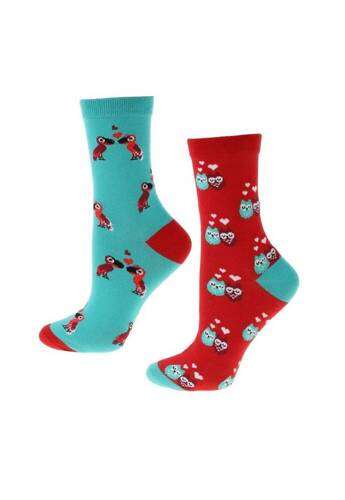 Шкарпетки жіночі CSLW300-018/2 Walentynki  Moraj, - блакитний/червоний