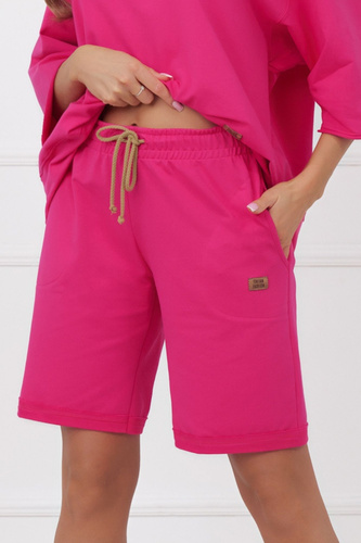 Жіночі бавовняні шорти Kaori Italian Fashion з кишенями, фуксія