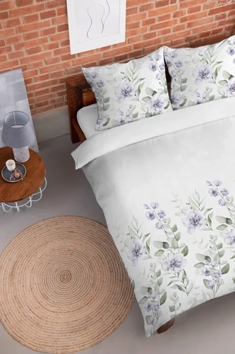 Фланелева постільна білизна 4522 B квіти Detexpol,- білий/рожевий