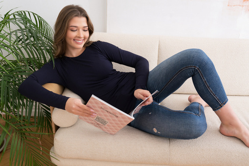 Ibiza Bluzka Damska długi rękaw Italian Fashion- granat