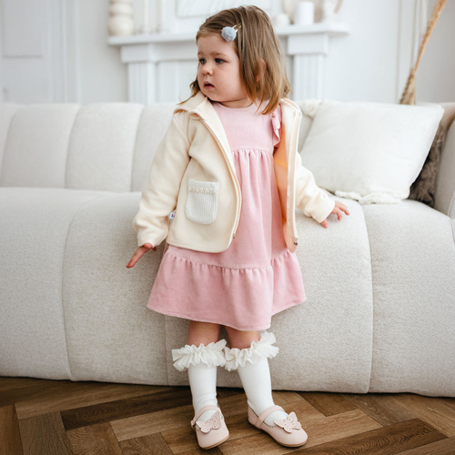 Оксамитова сукня Eevi Fluffy Tails – Рожева, з воланами на плечах