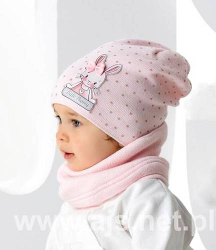 Дитяча шапка + хомут для дівчинки 46-459 AJS, - mix kolor