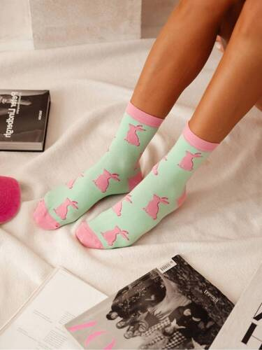 Шкарпетки жіночі 0200-153 Кролик Milena, -зелений/пастельний