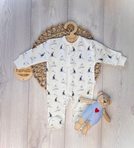 Піжамний комбінезон Mamatti PA16040 Кораблики – бавовняний для немовляти