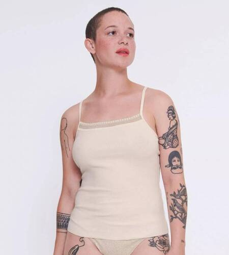 Топ на лямочках GO Ribbed Spaghetti Sloggi - Angora