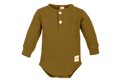 Дитяче боді з довгим рукавом 03249DRPD "Natural Waffel" Makoma, -denim