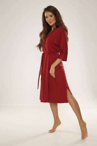 Жіночий довгий халат 942 Visa  De Lafense,-бордовий